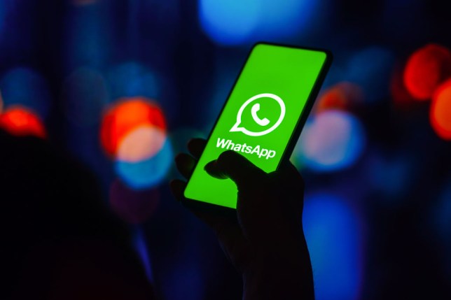 In this photo illustration, the WhatsApp logo is displayed