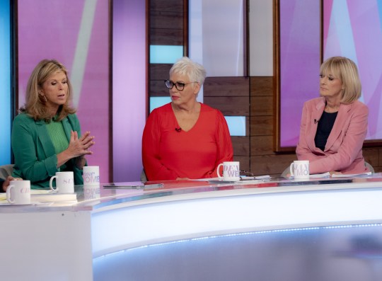 Editorial use only Mandatory Credit: Photo by Ken McKay/ITV/Shutterstock (14227474ag) Kate Garraway, Denise Welch, Jane Moore 'Loose Women' TV show, London, UK - 23 Nov 2023